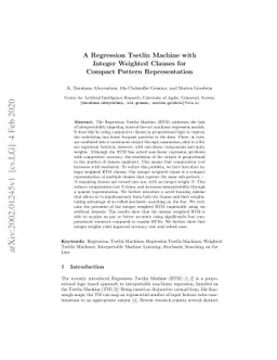 A Regression Tsetlin Machine with Integer Weighted Clauses for Compact
  Pattern Representation