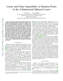 Linear and Fisher Separability of Random Points in the d-dimensional
  Spherical Layer