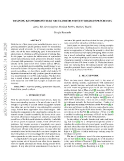Training Keyword Spotters with Limited and Synthesized Speech Data