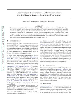 Lightweight Convolutional Representations for On-Device Natural Language
  Processing