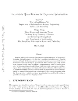 Uncertainty Quantification for Bayesian Optimization