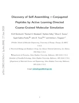 Discovery of Self-Assembling $π$-Conjugated Peptides by Active
  Learning-Directed Coarse-Grained Molecular Simulation