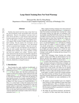 Large Batch Training Does Not Need Warmup