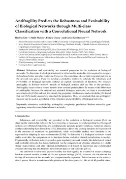 Antifragility Predicts the Robustness and Evolvability of Biological
  Networks through Multi-class Classification with a Convolutional Neural
  Network