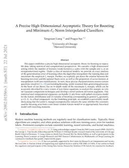 A Precise High-Dimensional Asymptotic Theory for Boosting and
  Minimum-$\ell_1$-Norm Interpolated Classifiers