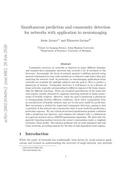 Simultaneous prediction and community detection for networks with
  application to neuroimaging