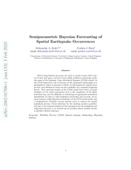 Semiparametric Bayesian Forecasting of Spatial Earthquake Occurrences