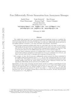 Pure Differentially Private Summation from Anonymous Messages