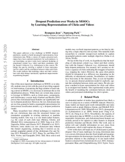 Dropout Prediction over Weeks in MOOCs by Learning Representations of
  Clicks and Videos