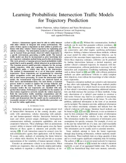 Learning Probabilistic Intersection Traffic Models for Trajectory
  Prediction