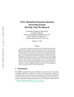 UNCC Biomedical Semantic Question Answering Systems. BioASQ: Task-7B,
  Phase-B