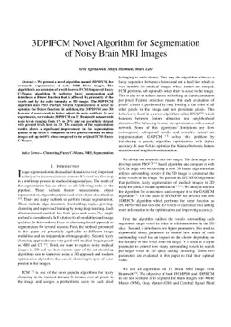 3DPIFCM Novel Algorithm for Segmentation of Noisy Brain MRI Images