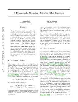 A Deterministic Streaming Sketch for Ridge Regression