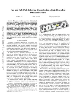 Fast and Safe Path-Following Control using a State-Dependent Directional
  Metric