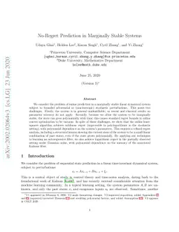No-Regret Prediction in Marginally Stable Systems