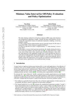Minimax Value Interval for Off-Policy Evaluation and Policy Optimization