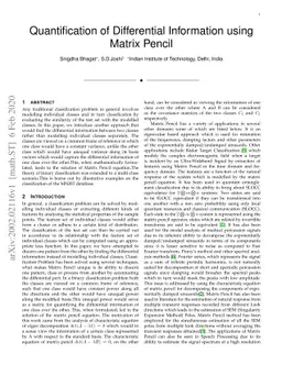 Quantification of Differential Information using Matrix Pencil