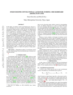 Fixed smooth convolutional layer for avoiding checkerboard artifacts in
  CNNs