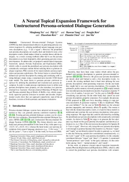 A Neural Topical Expansion Framework for Unstructured Persona-oriented
  Dialogue Generation