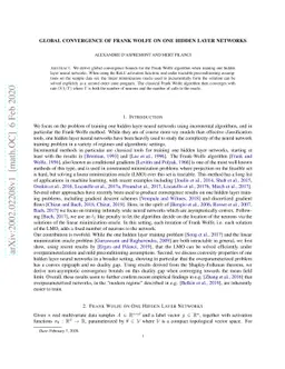 Global Convergence of Frank Wolfe on One Hidden Layer Networks