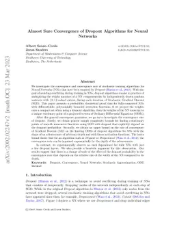 Almost Sure Convergence of Dropout Algorithms for Neural Networks