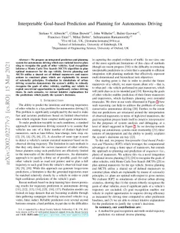Interpretable Goal-based Prediction and Planning for Autonomous Driving