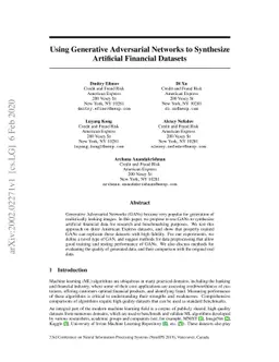 Using generative adversarial networks to synthesize artificial financial
  datasets