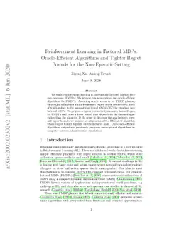 Reinforcement Learning in Factored MDPs: Oracle-Efficient Algorithms and
  Tighter Regret Bounds for the Non-Episodic Setting
