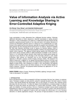 Value of Information Analysis via Active Learning and Knowledge Sharing
  in Error-Controlled Adaptive Kriging