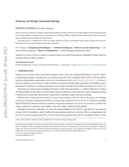 A Survey on String Constraint Solving