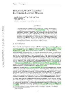 Product Kanerva Machines: Factorized Bayesian Memory