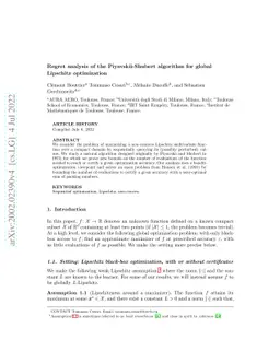 Regret analysis of the Piyavskii-Shubert algorithm for global Lipschitz
  optimization