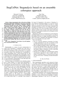 StegColNet: Steganalysis based on an ensemble colorspace approach