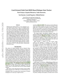 Goal-Oriented Multi-Task BERT-Based Dialogue State Tracker