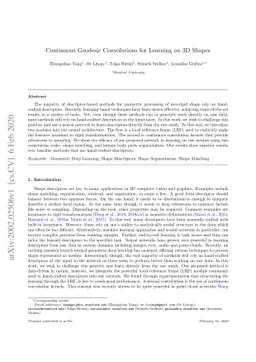 Continuous Geodesic Convolutions for Learning on 3D Shapes