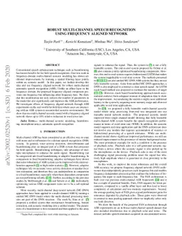Robust Multi-channel Speech Recognition using Frequency Aligned Network