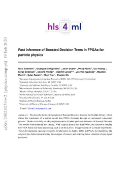 Fast inference of Boosted Decision Trees in FPGAs for particle physics