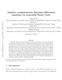 Adaptive semiparametric Bayesian differential equations via sequential
  Monte Carlo