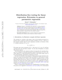 Distribution free testing for linear regression. Extension to general
  parametric regression