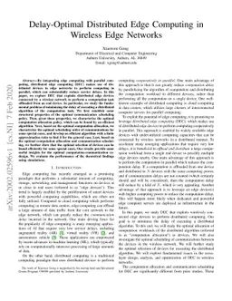 Delay-Optimal Distributed Edge Computing in Wireless Edge Networks