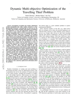Dynamic Multi-objective Optimization of the Travelling Thief Problem