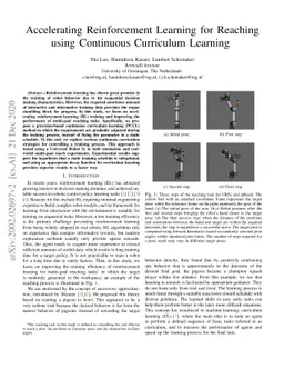 Accelerating Reinforcement Learning for Reaching using Continuous
  Curriculum Learning