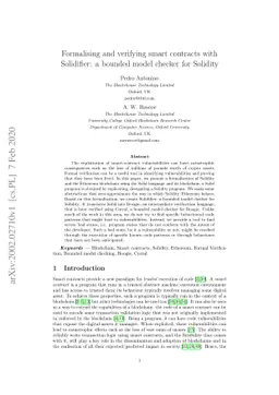 Formalising and verifying smart contracts with Solidifier: a bounded
  model checker for Solidity