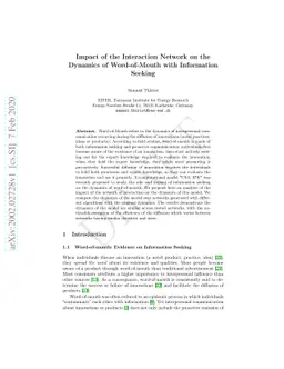 Impact of the Interaction Network on the Dynamics of Word-of-Mouth with
  Information Seeking