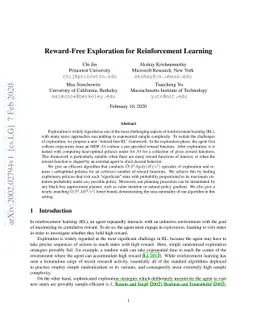 Reward-Free Exploration for Reinforcement Learning