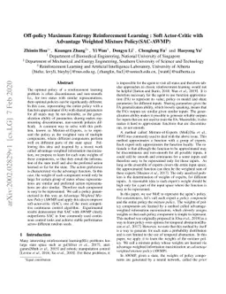 Off-policy Maximum Entropy Reinforcement Learning : Soft Actor-Critic
  with Advantage Weighted Mixture Policy(SAC-AWMP)