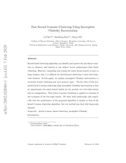 Fast Kernel k-means Clustering Using Incomplete Cholesky Factorization