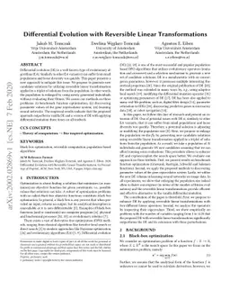 Differential Evolution with Reversible Linear Transformations