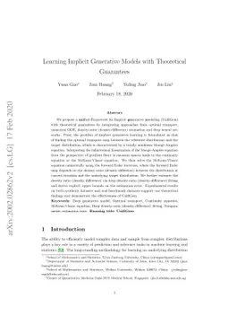Learning Implicit Generative Models with Theoretical Guarantees