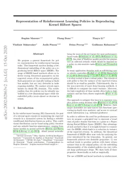 Representation of Reinforcement Learning Policies in Reproducing Kernel
  Hilbert Spaces